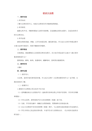 一年级科学上册 第二单元 探访大自然 1 初识大自然教案（新版）湘科版-人教版小学一年级上册自然科学教案
