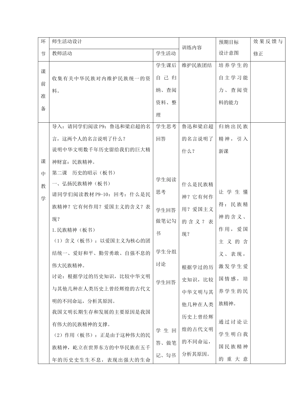 九年级政治全册 第2课《历史的昭示》教学设计 教科版教材-教科版教材初中九年级全册政治教学设计_第2页