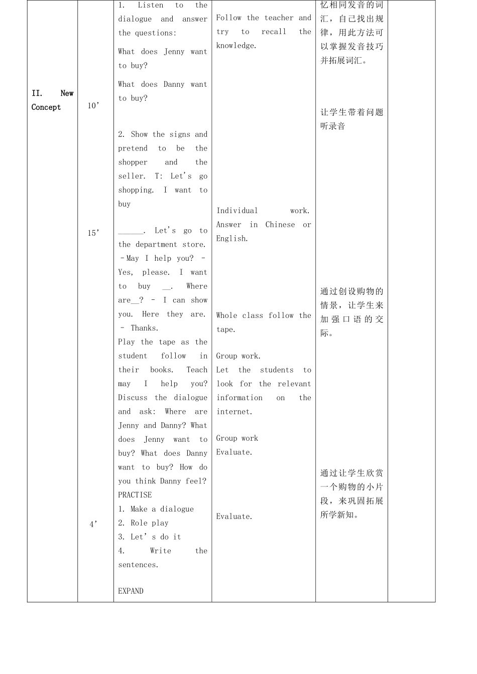 学年四年级英语上册 Unit 4 Shopping in the City Lesson 20 At the Shop教案设计 冀教版（三起）-冀教版小学四年级上册英语教案_第2页