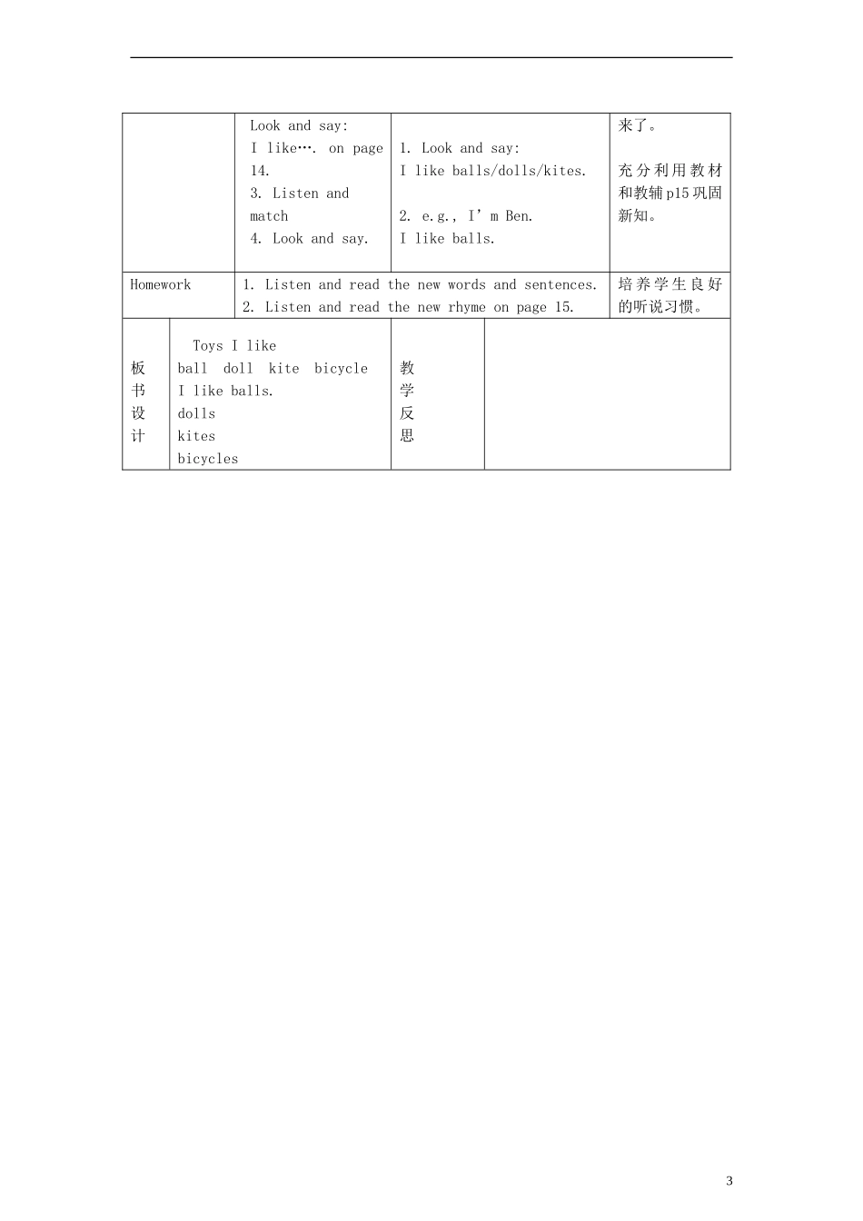 一年级英语下册 Module2 Unit4 Toys I like period1教案 （新版）沪教牛津版_第3页