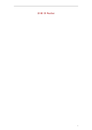 一年级英语下册 Module3 Unit8 Weather period1教案 （新版）沪教牛津版