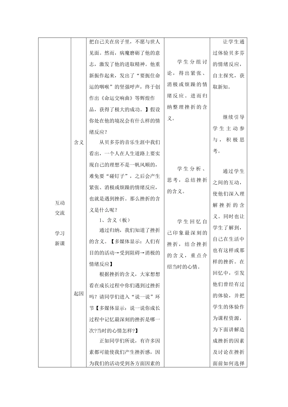 七年级政治下册 《3.5.1 人生难免有挫折》活动探究型教学设计4 新人教版教材_第3页