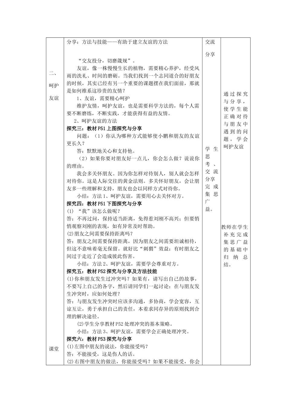 七年级道德与法治上册 第二单元 友谊的天空 第五课 交友的智慧 5.1 让友谊之树常青教学设计 新人教版教材-新人教版教材初中七年级上册政治教学设计_第3页