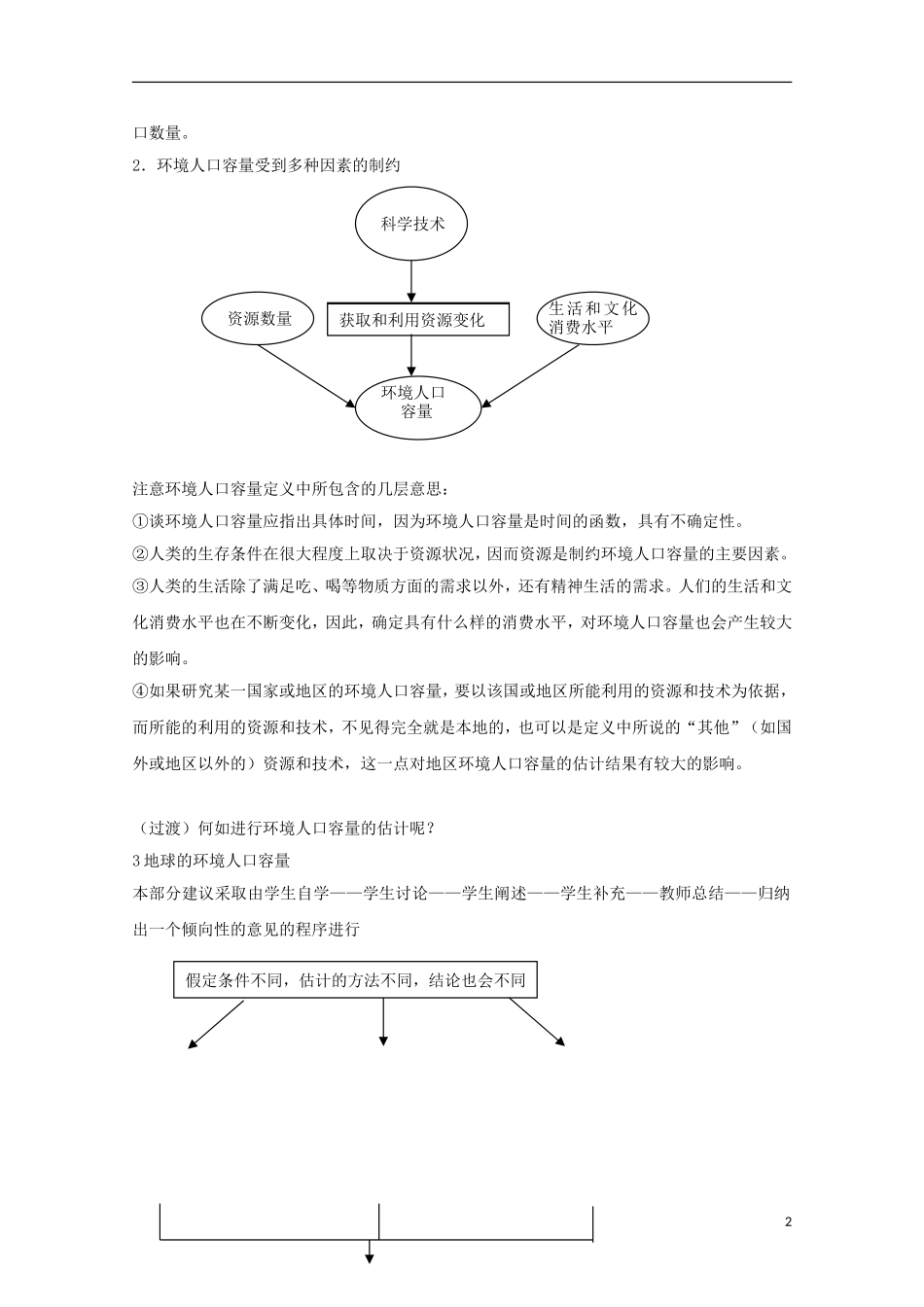 内蒙古赤峰二中高中地理 第一章第三节人口的合理容量教案3 新人教版必修2_第2页