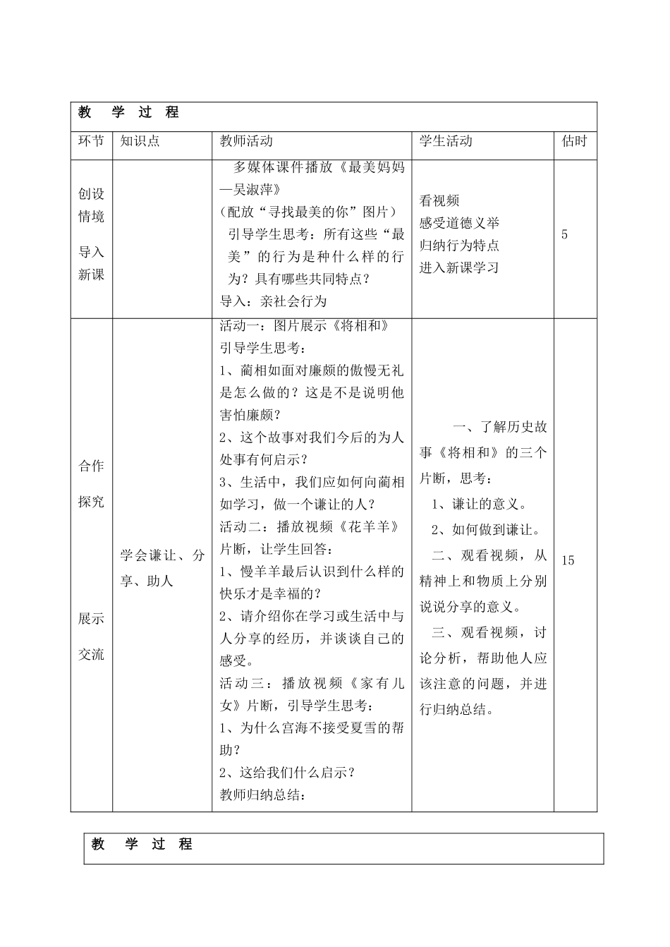 山东省临沭县第三初级中学八年级政治下册《养成亲社会行为》教学设计_第2页