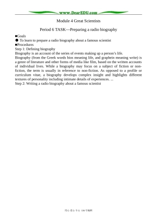 高中英语必修4Module 4 Great Scientists--TASK