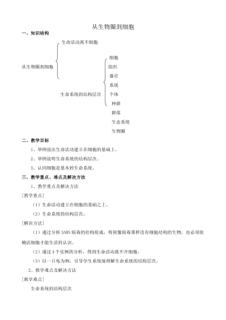 新人教版高中生物必修1从生物圈到细胞