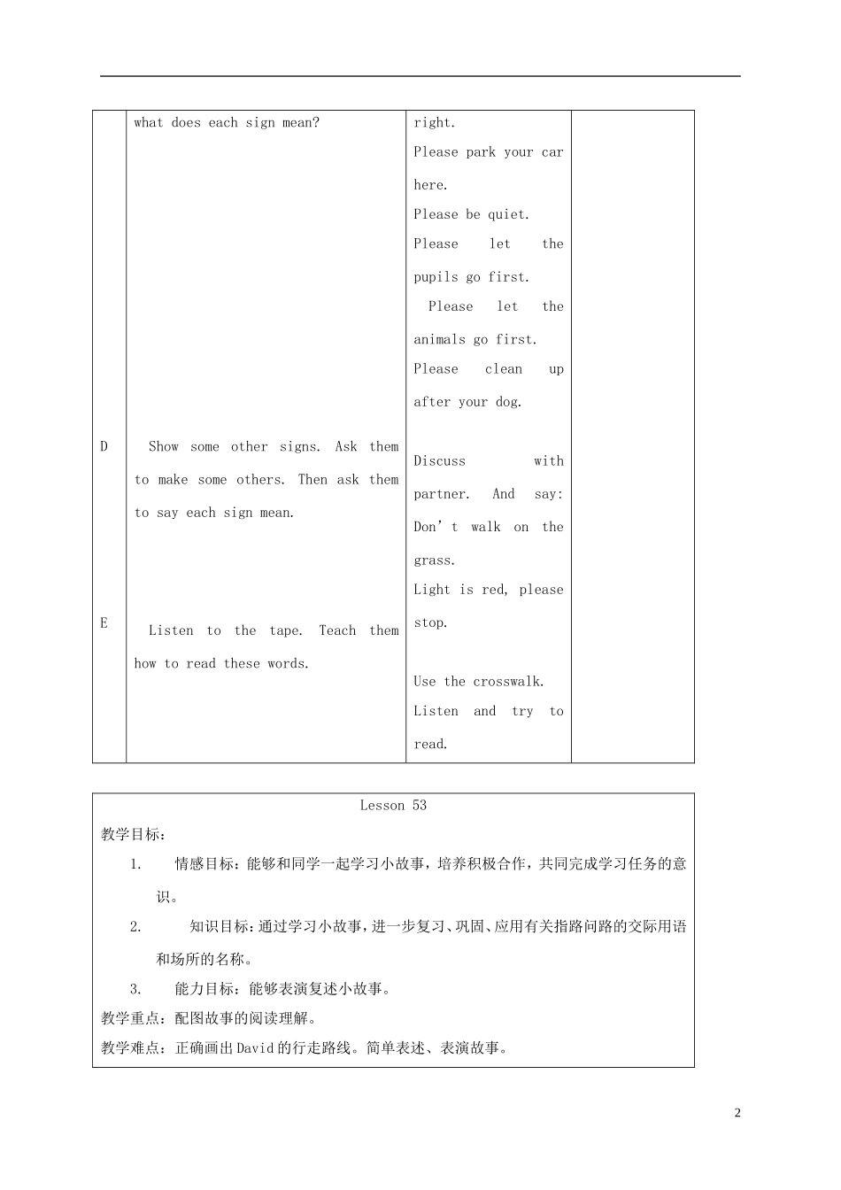 四年级英语下册 unit9 lesson52-54教案 人教新起点_第2页