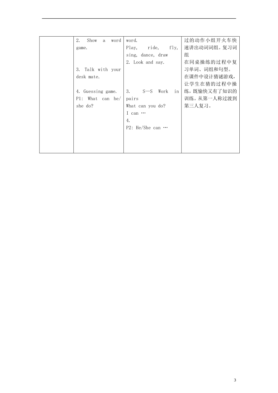 一年级英语下册 Module4 Revision教案 （新版）沪教牛津版_第3页