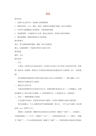 一年级科学下册 第一单元 石头与泥土 第1课《石头》教案 苏教版-苏教版小学一年级下册自然科学教案