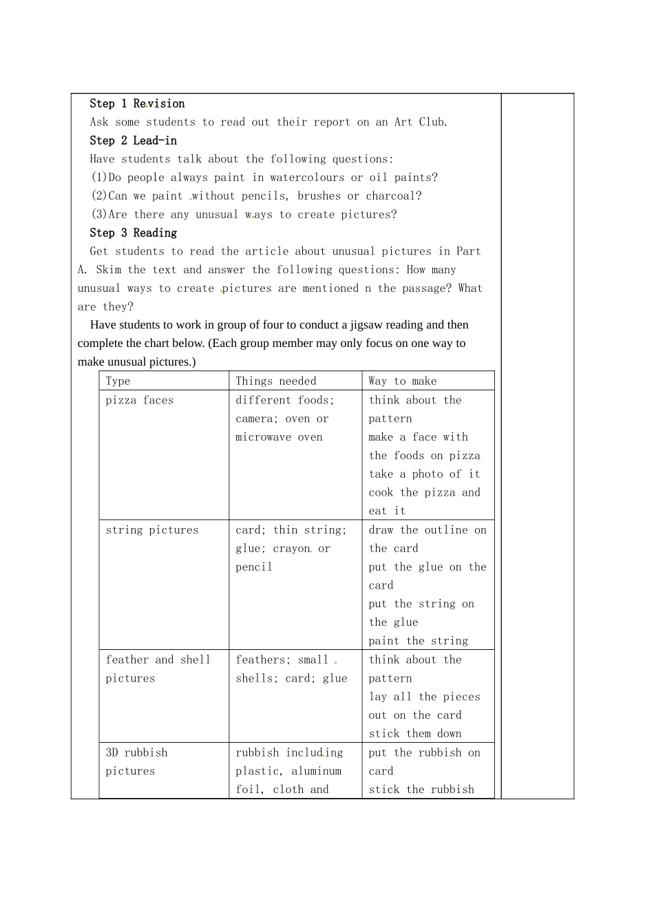 江苏省西亭高级中学高中英语《Module8 Unit3 The world of colours and light Project》教案_第3页