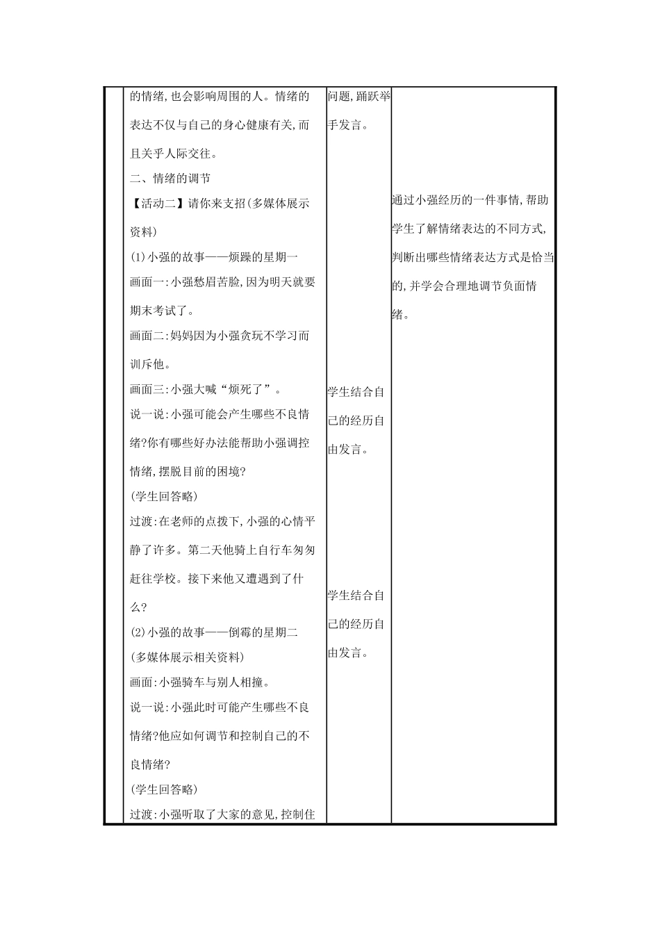 七年级道德与法治下册 第二单元 做情绪情感的主人 第四课 揭开情绪的面纱 第2框 情绪的管理教学设计 新人教版教材-新人教版教材初中七年级下册政治教学设计_第3页
