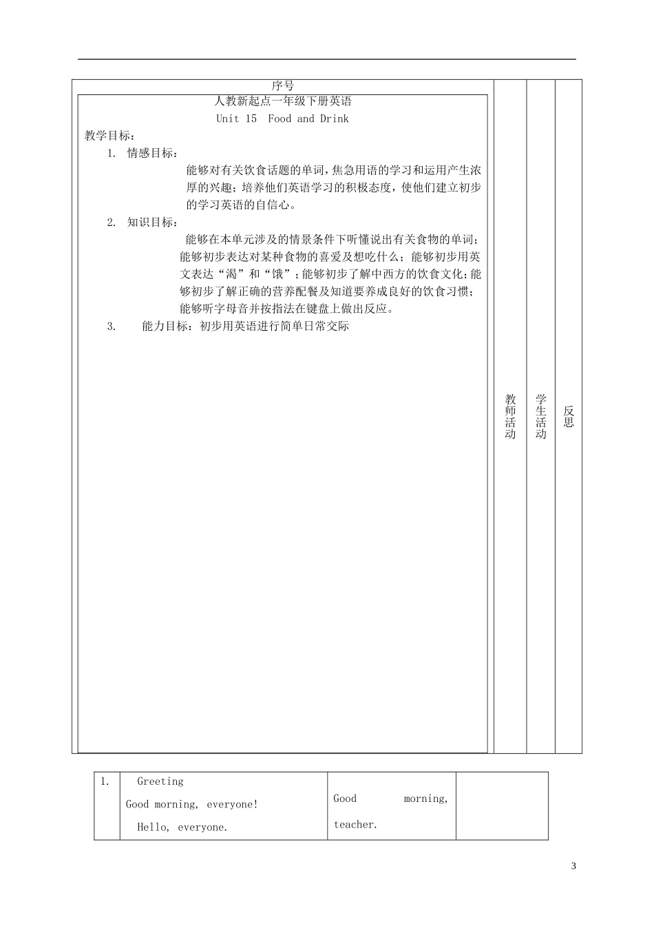 一年级英语下册 Unit 15 Lesson 85教案 人教新起点_第3页