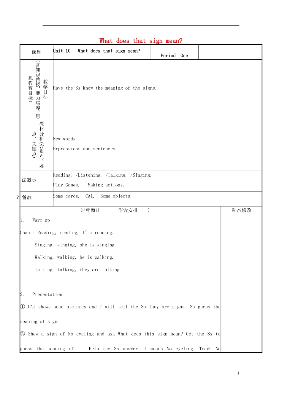 五年级英语上册 Unit10 What does that sign mean教案 （新版）湘少版_第1页