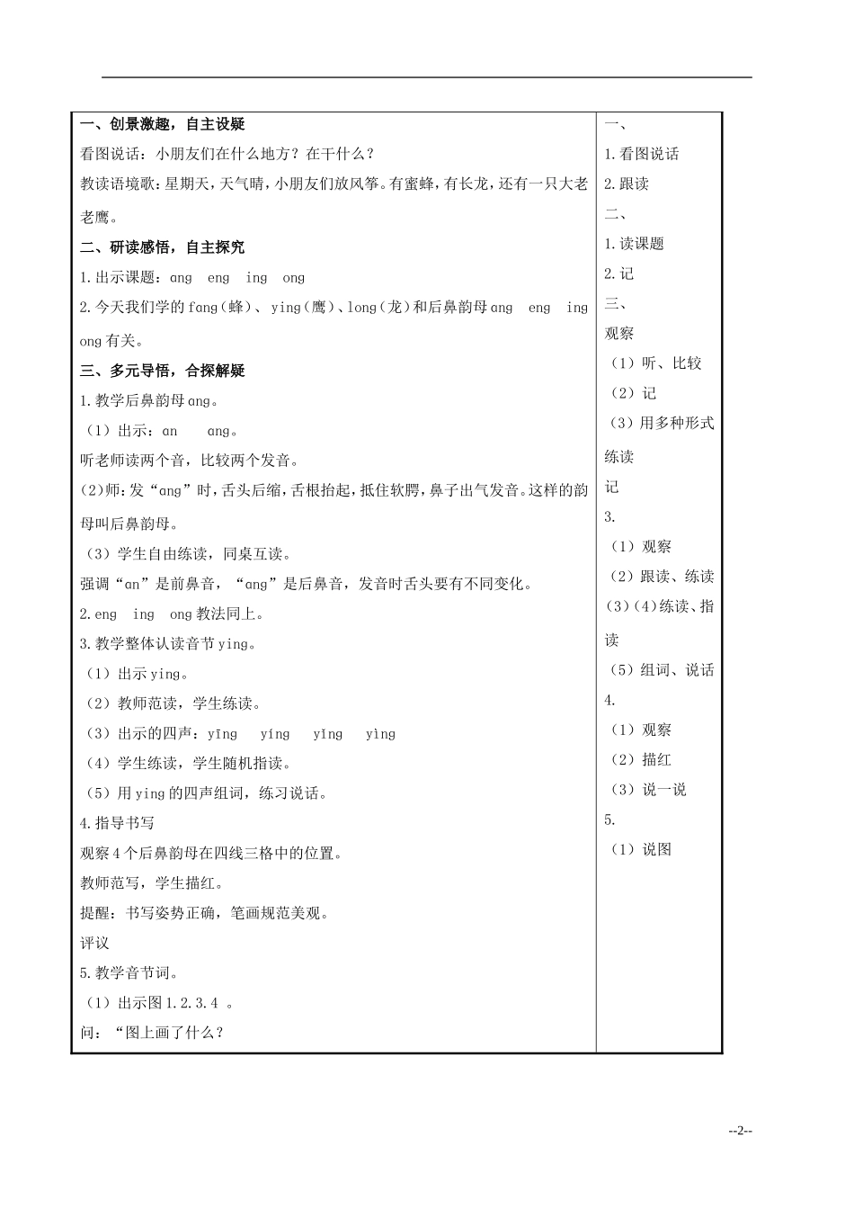 一年级语文上册 ɑnɡ nɡ inɡ onɡ 2教案 人教版_第2页