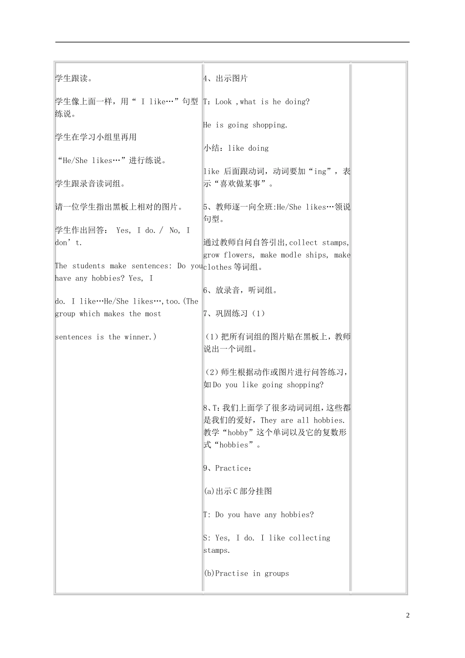 五年级英语下册 unit3 Lesson1教案 苏教牛津版_第2页