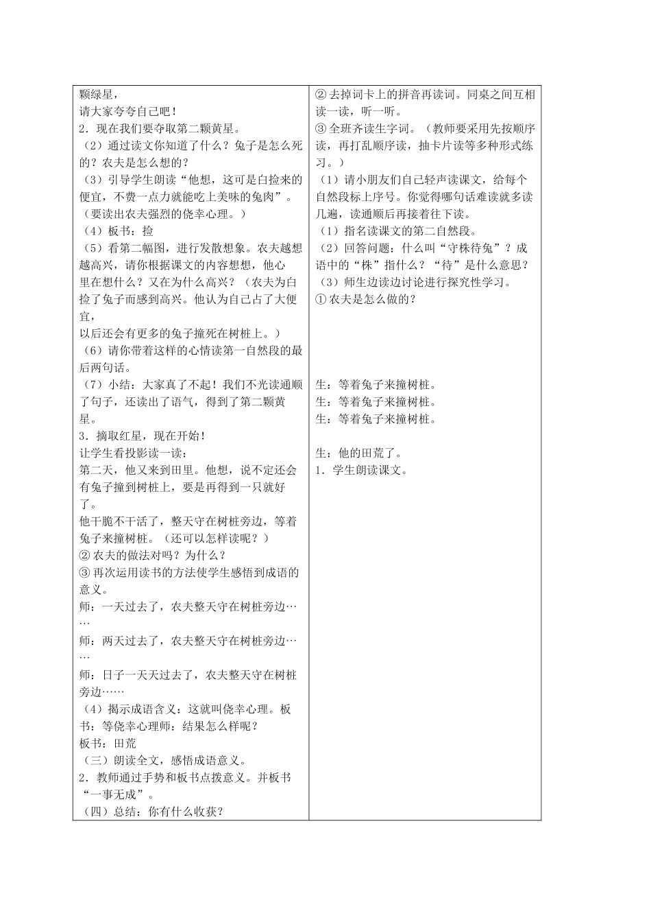 一年级语文下册 第八单元 29 守株待兔教案 语文A版-语文A版小学一年级下册语文教案_第2页
