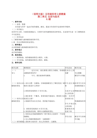 五年级科学上册 蜡 2教案 首师大版
