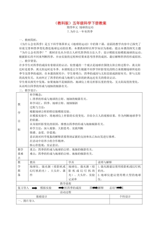 五年级科学下册 为什么一年有四季4教案 教科版