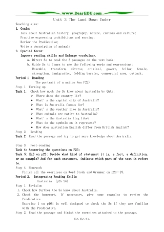 旧人教版高三英语全一册 Unit3 The Land Down Under1