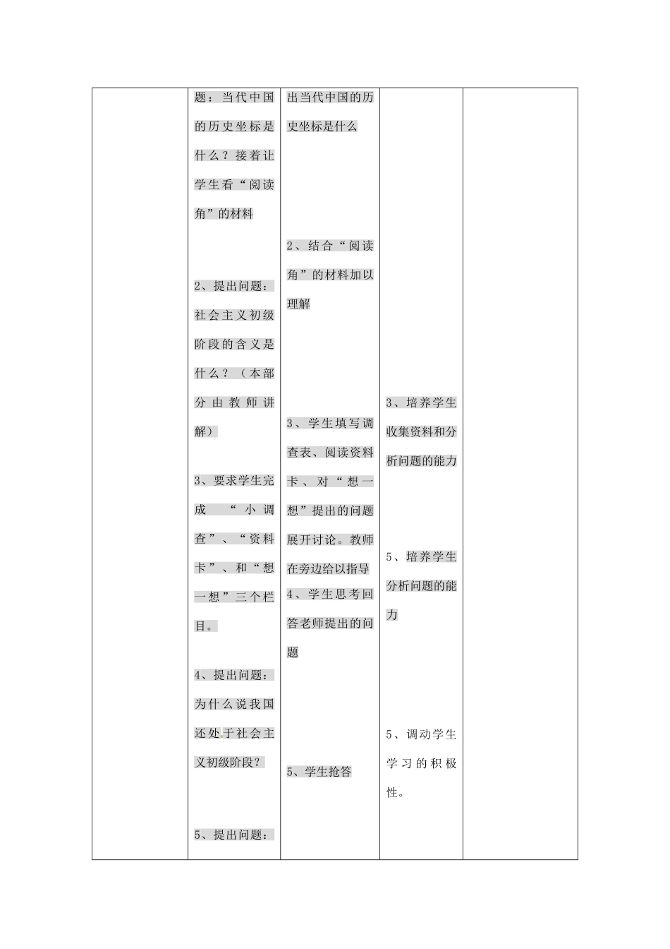 九年级政治 第三课《中国的道路》教学设计 人民版教材_第2页