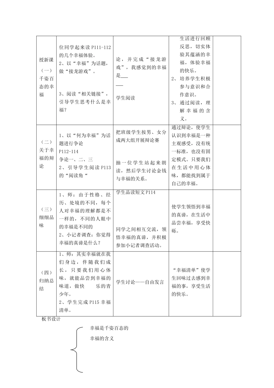 九年级政治 第十课《幸福的味道》教学设计 人民版教材_第2页