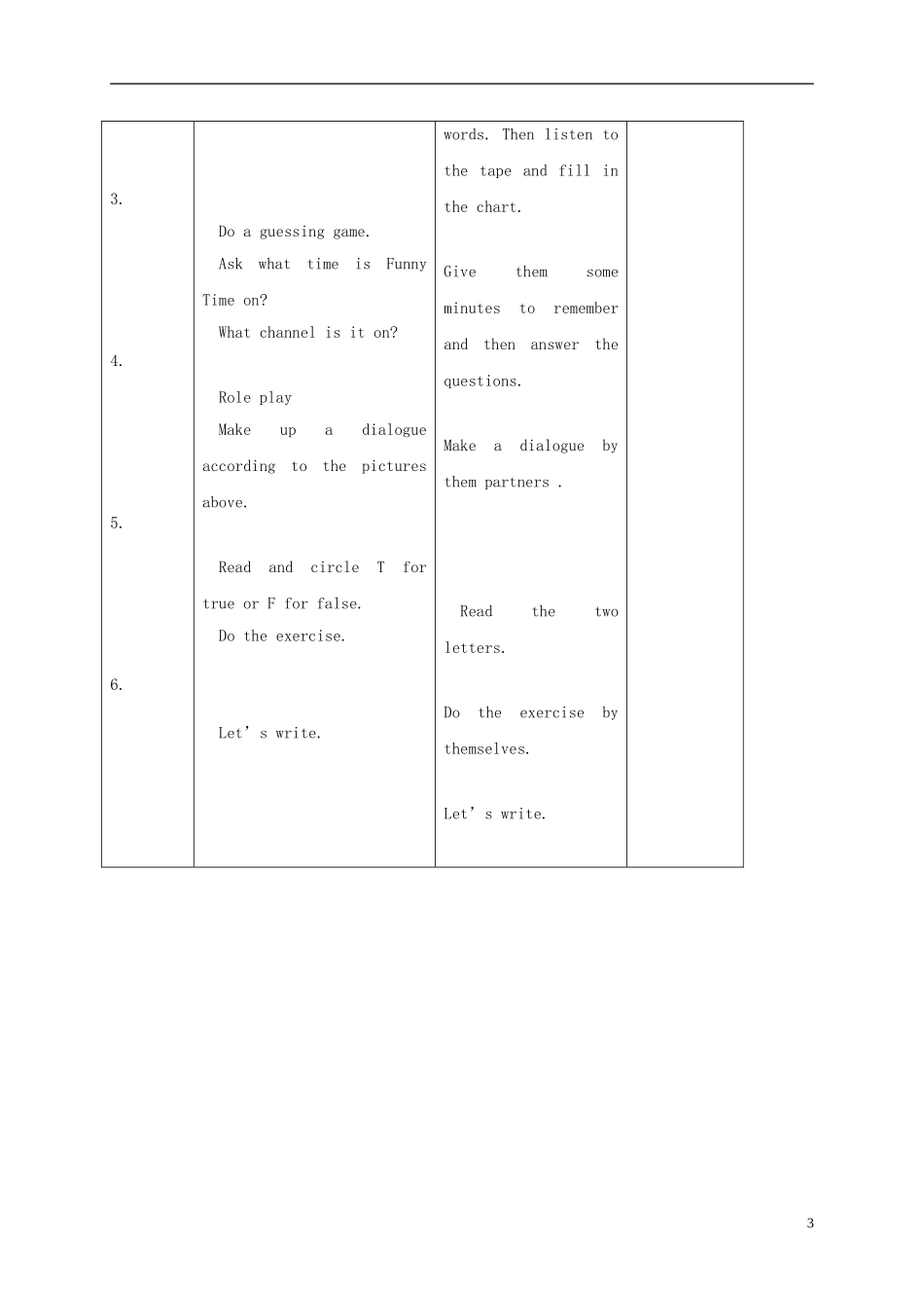 五年级英语上册 unit7 Lesson41-42教案 人教新起点_第3页