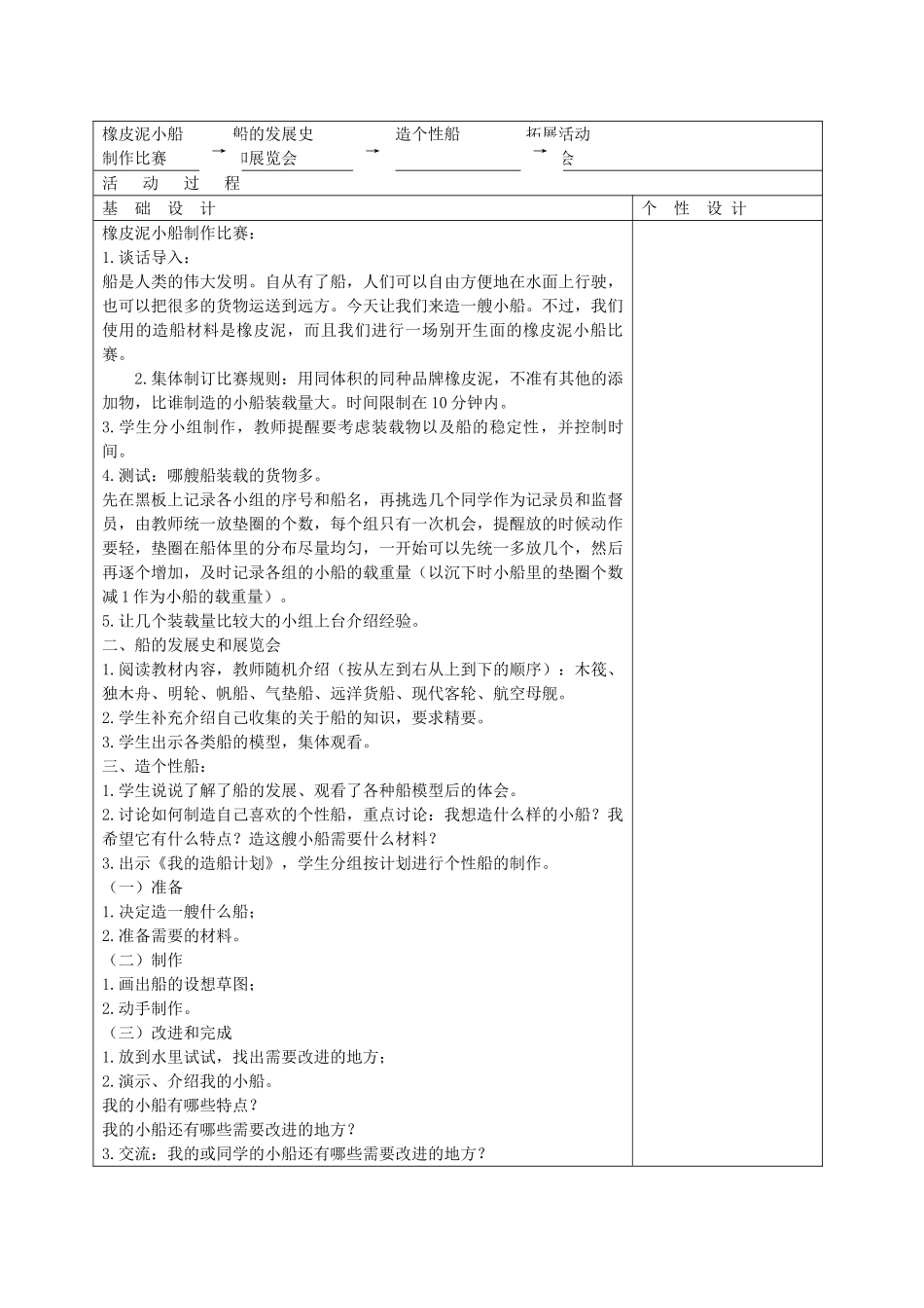 五年级科学下册 造一艘小船2教案 教科版_第2页