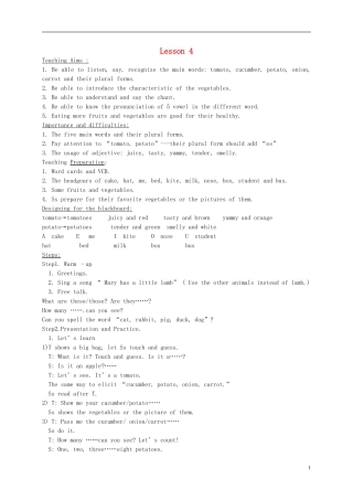 四年级英语下册 unit6 lesson4教案 人教pep