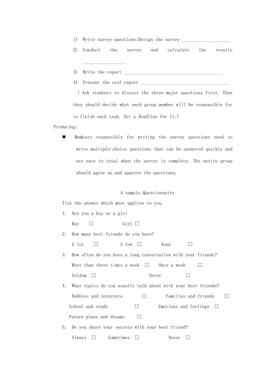 江苏省连云港灌云县第一中学高中英语 unit 1 Getting along with others Project  Giving an oral report教案 牛津版必修5_第3页