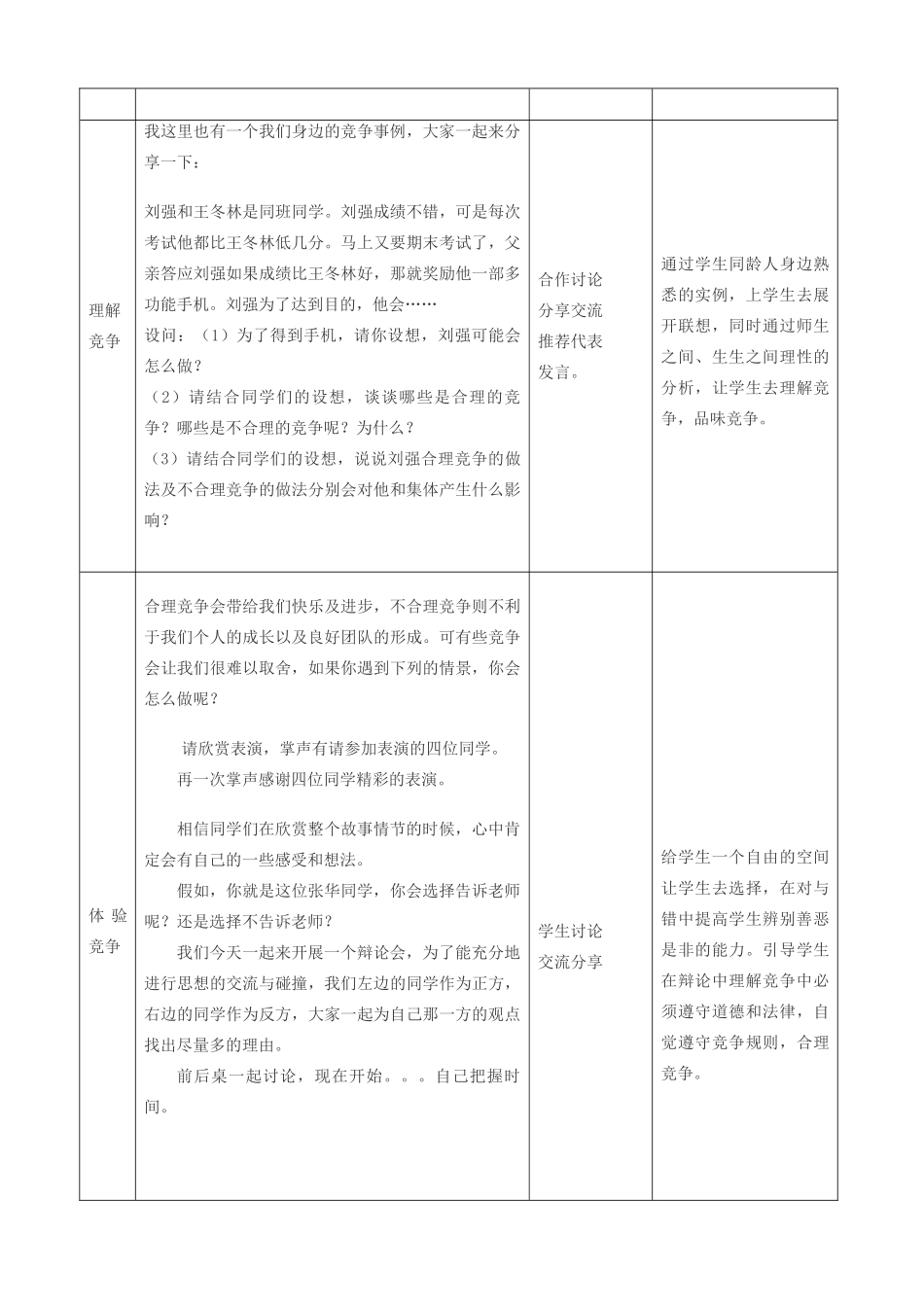 七年级政治上册 合理的竞争》教学设计 湘教版教材_第3页