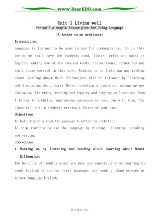 人教版英语选修7 Unit1 Living well--Period3