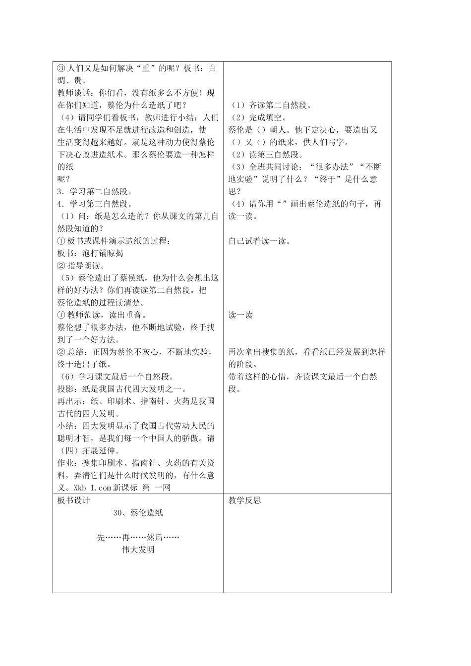 一年级语文下册 第八单元 30 蔡伦造纸教案 语文A版-语文A版小学一年级下册语文教案_第2页