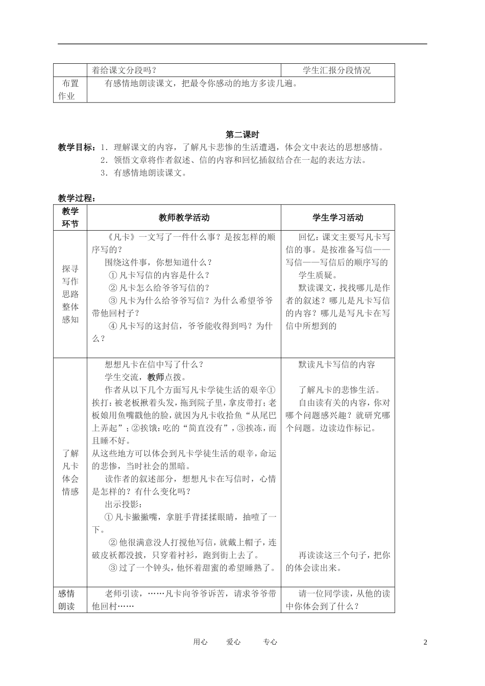 五年级语文下册 凡卡教案 北师大版_第2页
