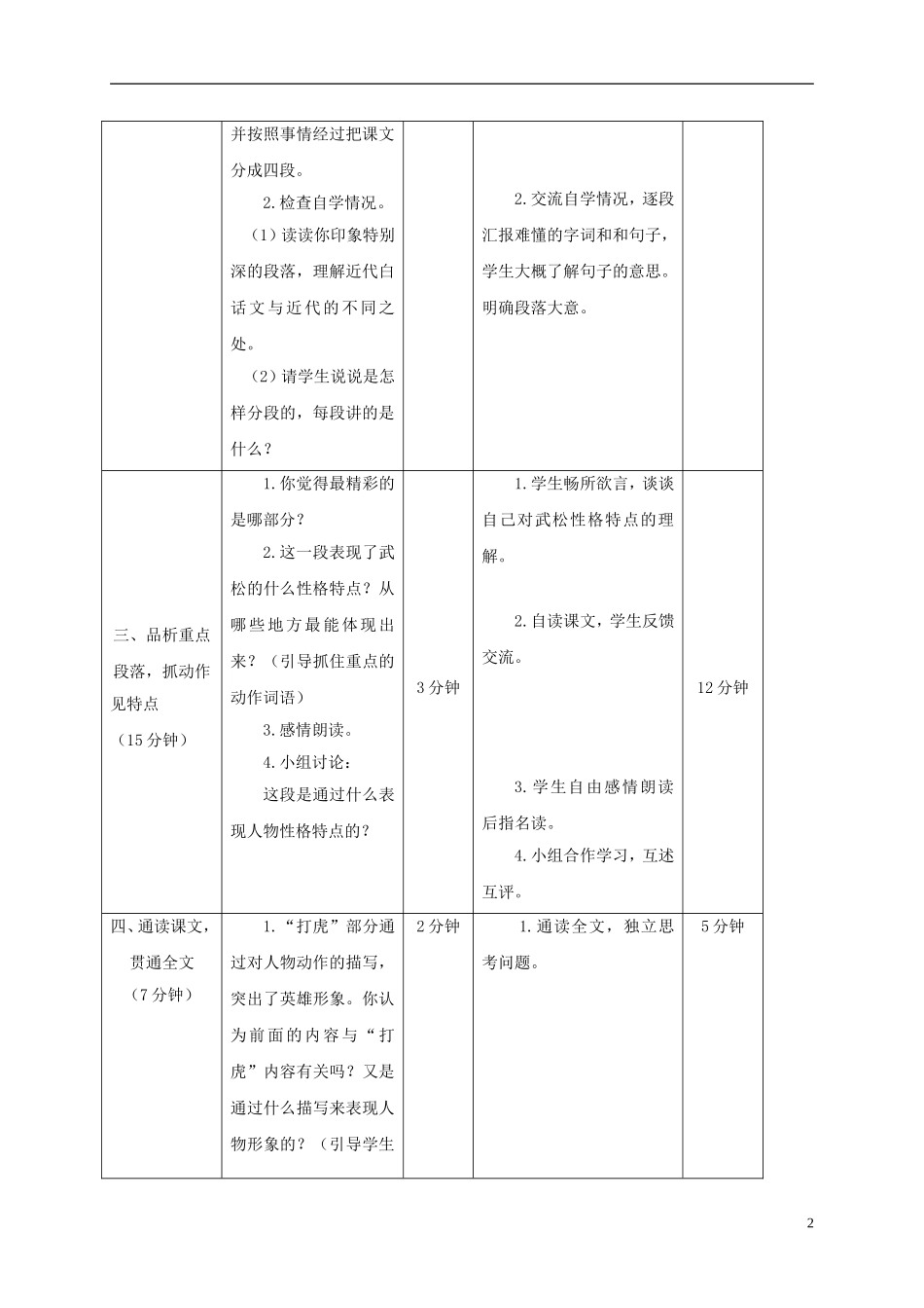 五年级语文下册 景阳冈武松打虎(节选)  2教案 北京版_第2页