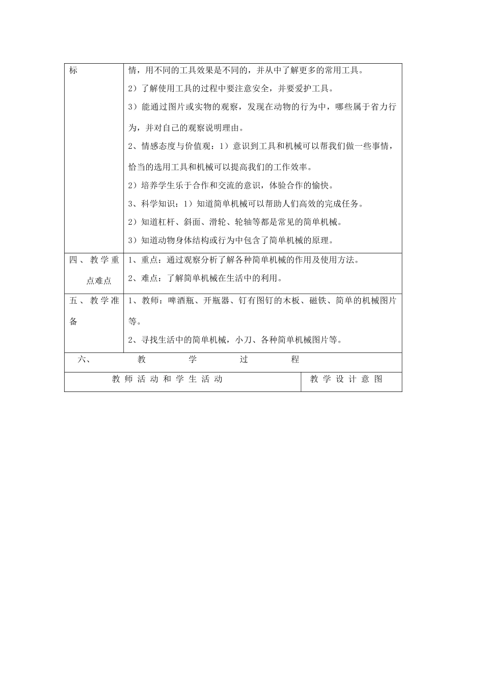五年级科学下册 第1课《怎样才能省力》教案 冀教版-冀教版小学五年级下册自然科学教案_第2页