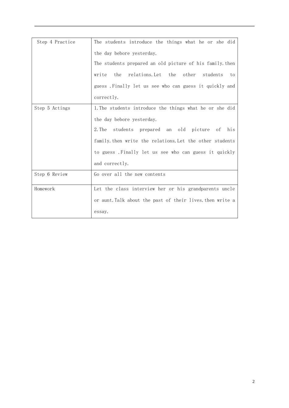 五年级英语下册 Module2 unit1(4)教案 外研版_第2页
