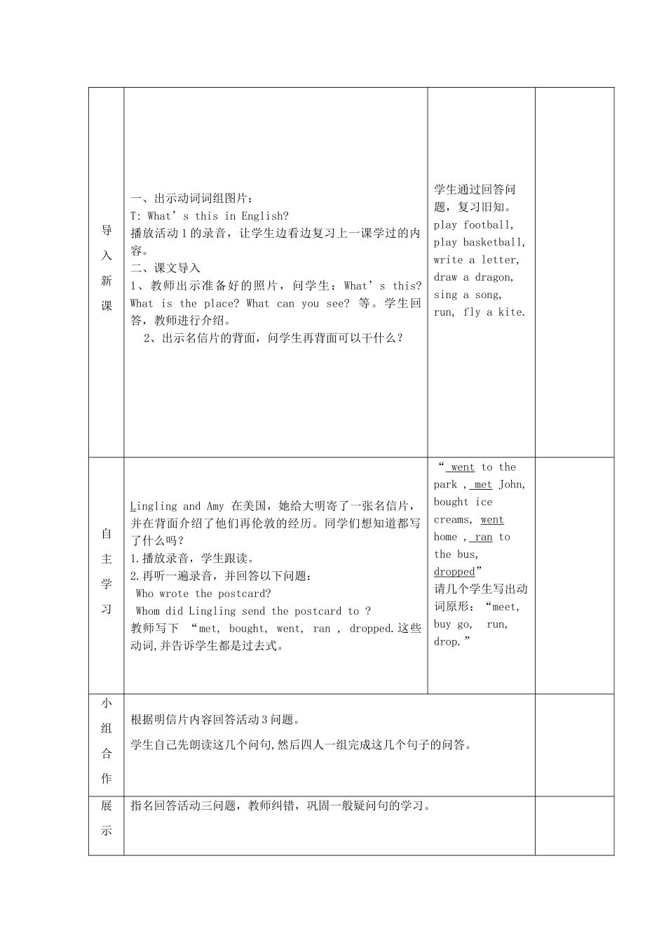 五年级英语上册 Module 1 Unit2 We bought ice cream（第1课时）教案 外研版（三起）-外研版小学五年级上册英语教案_第2页