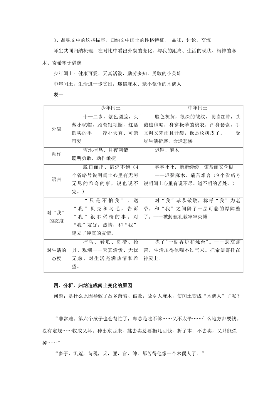七年级语文下册 7《故乡》教学设计（2） 长春版教材-长春版教材初中七年级下册语文教学设计_第2页