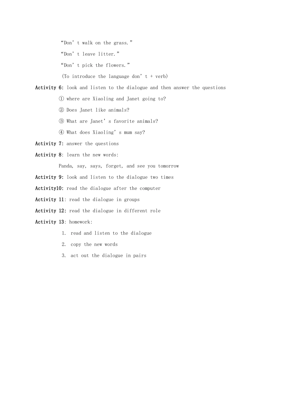 五年级英语上册 Module 5 Unit 13(9)教案 广州版_第2页