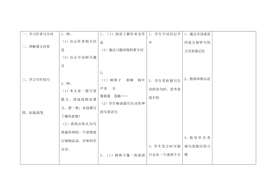 四川省华蓥市明月镇七年级语文上册 13 风雨教学设计 （新版教材）新人教版教材_第2页