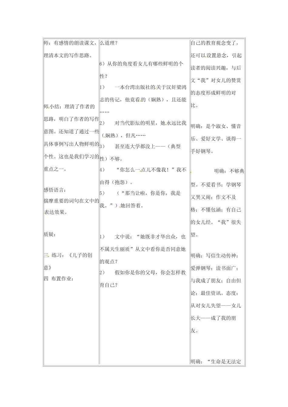 七年级语文下册 3.9《我家有女初长成》教学设计 北京课改版教材_第2页