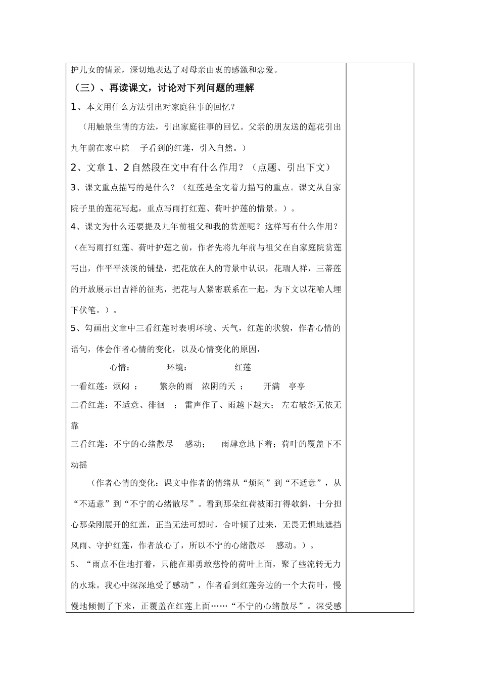 七年级语文备课组集体备课教学设计---《荷叶 母亲》_第3页