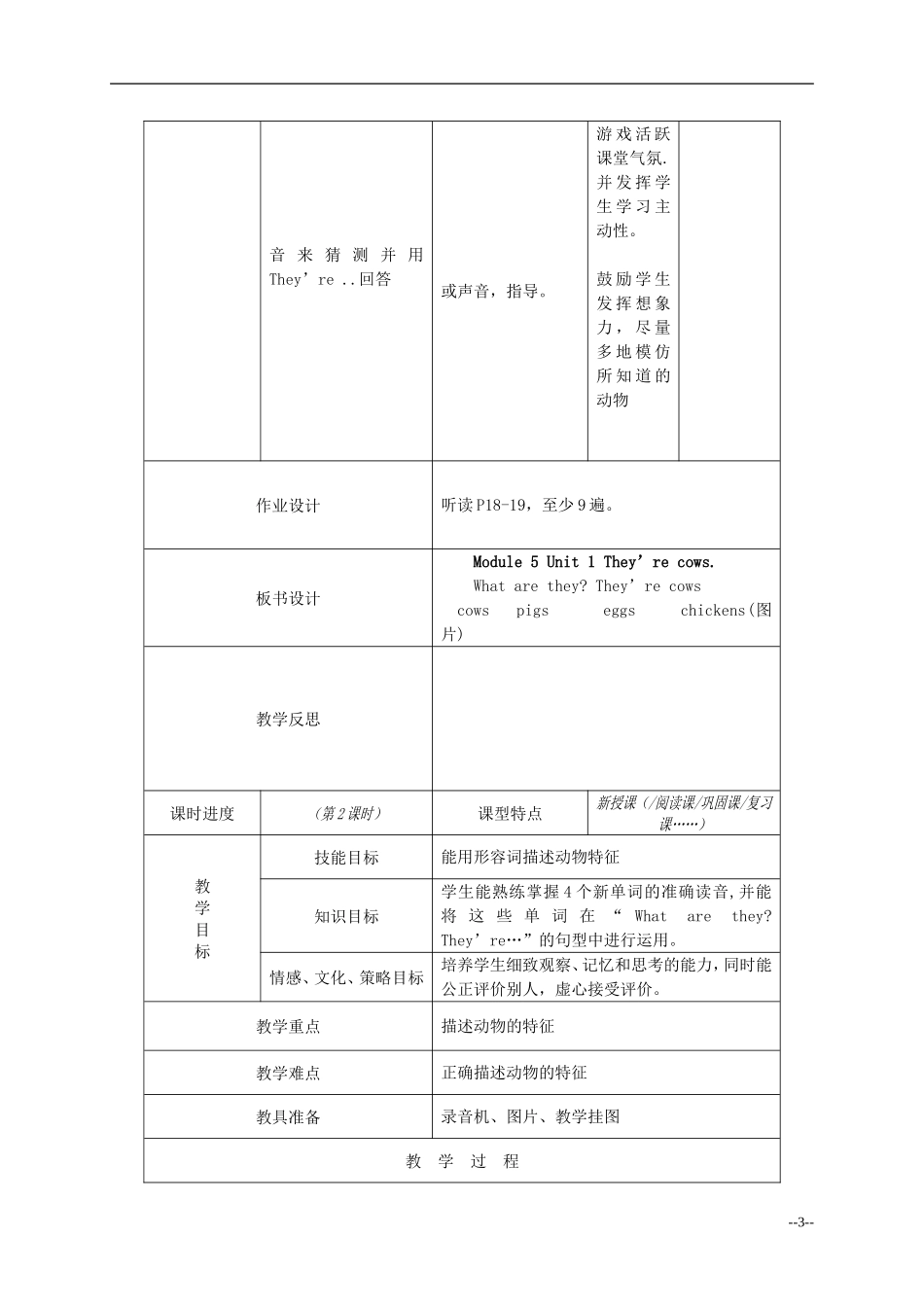 一年级英语下册 Module5教案 外研版（一起）_第3页