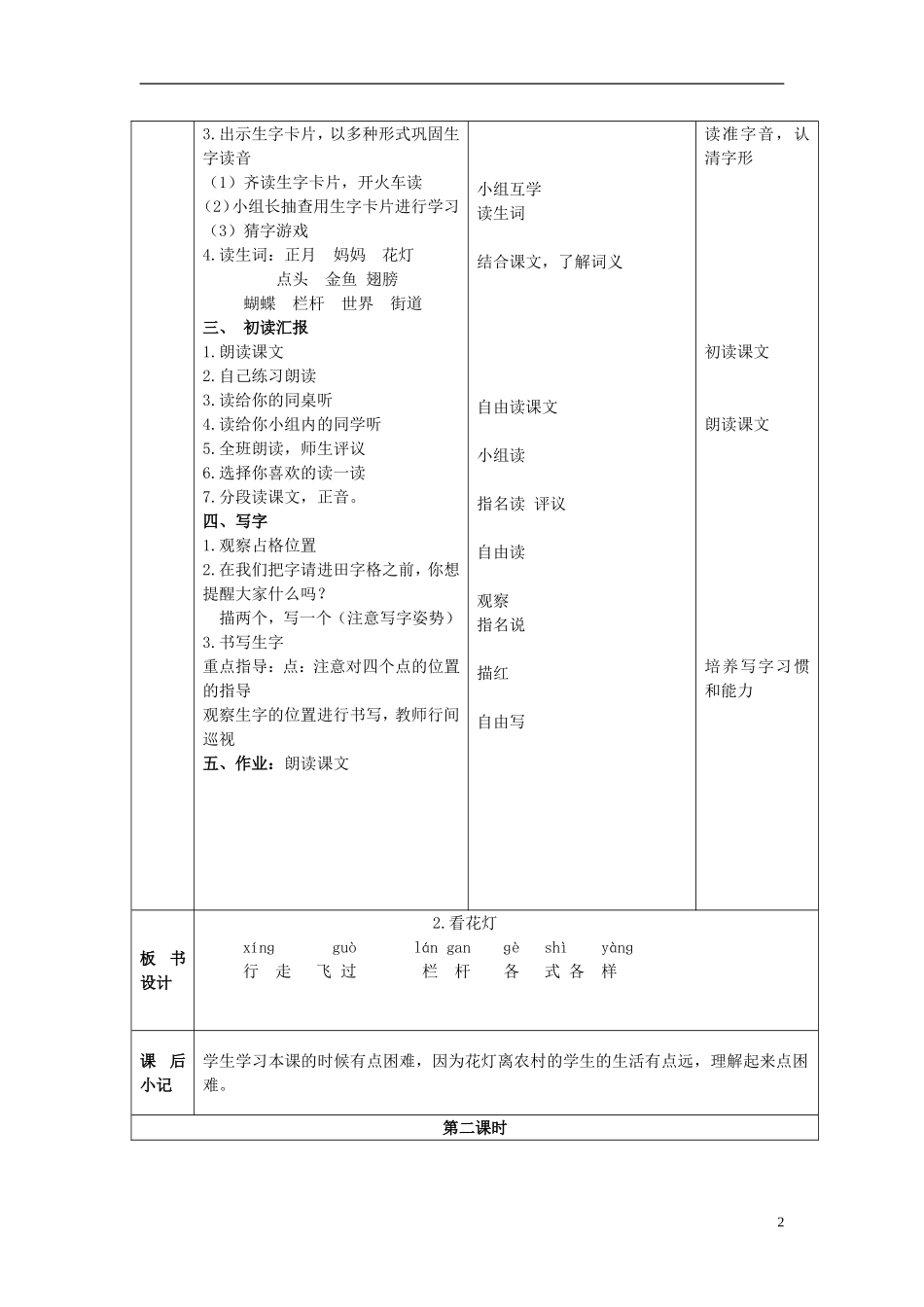 一年级语文下册 看花灯 3教案 北京版_第2页