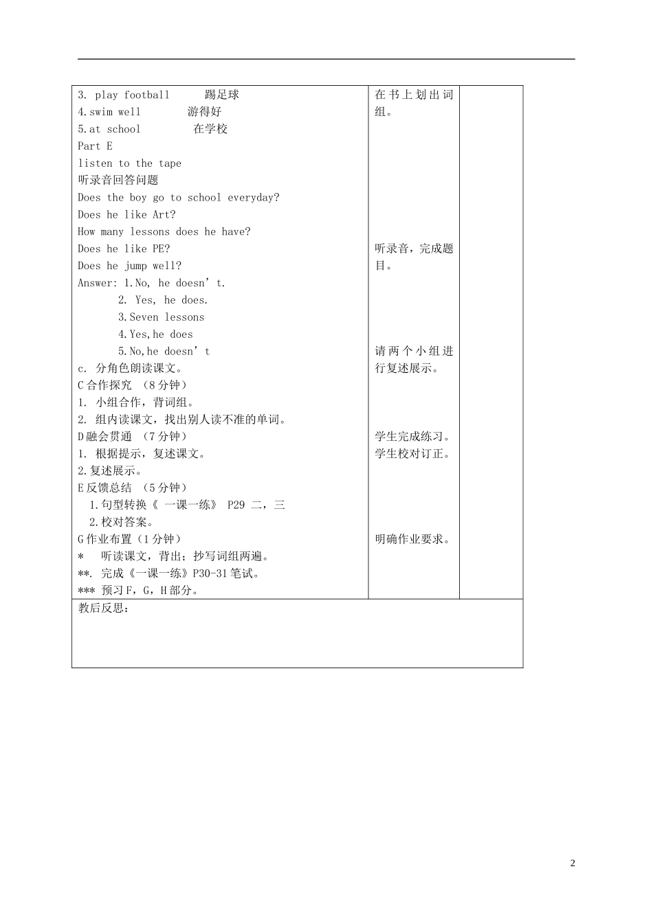 五年级英语下册 Unit 4(12)教案 苏教牛津版_第2页