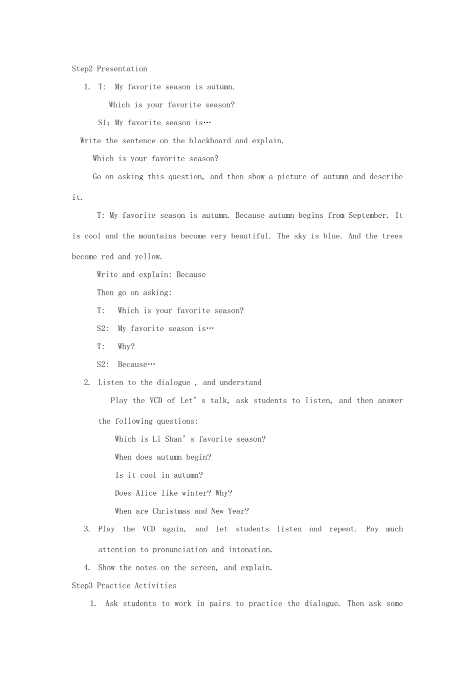 五年级英语下册 unit 3 spring begins from march教案1 陕旅版-陕旅版小学五年级下册英语教案_第2页