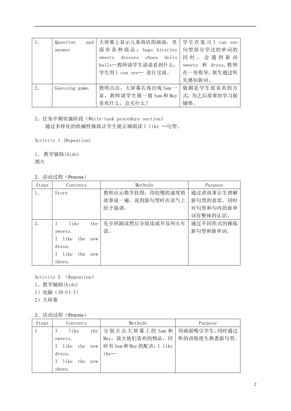 一年级英语下册 1B Unit1 New Year（5）教案 沪教牛津版_第2页