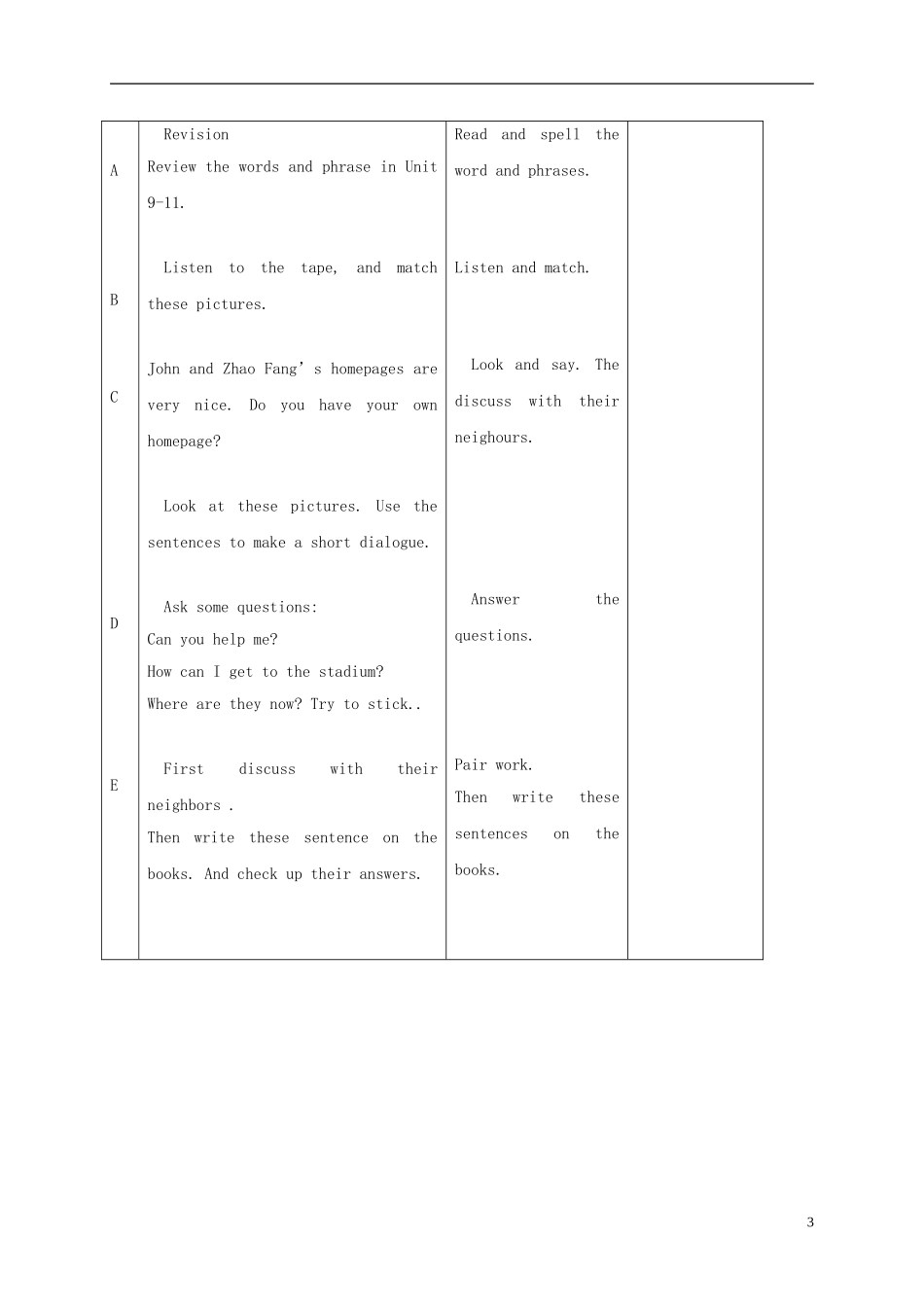 四年级英语下册 Unit12 Lesson71-72教案 人教新起点_第3页