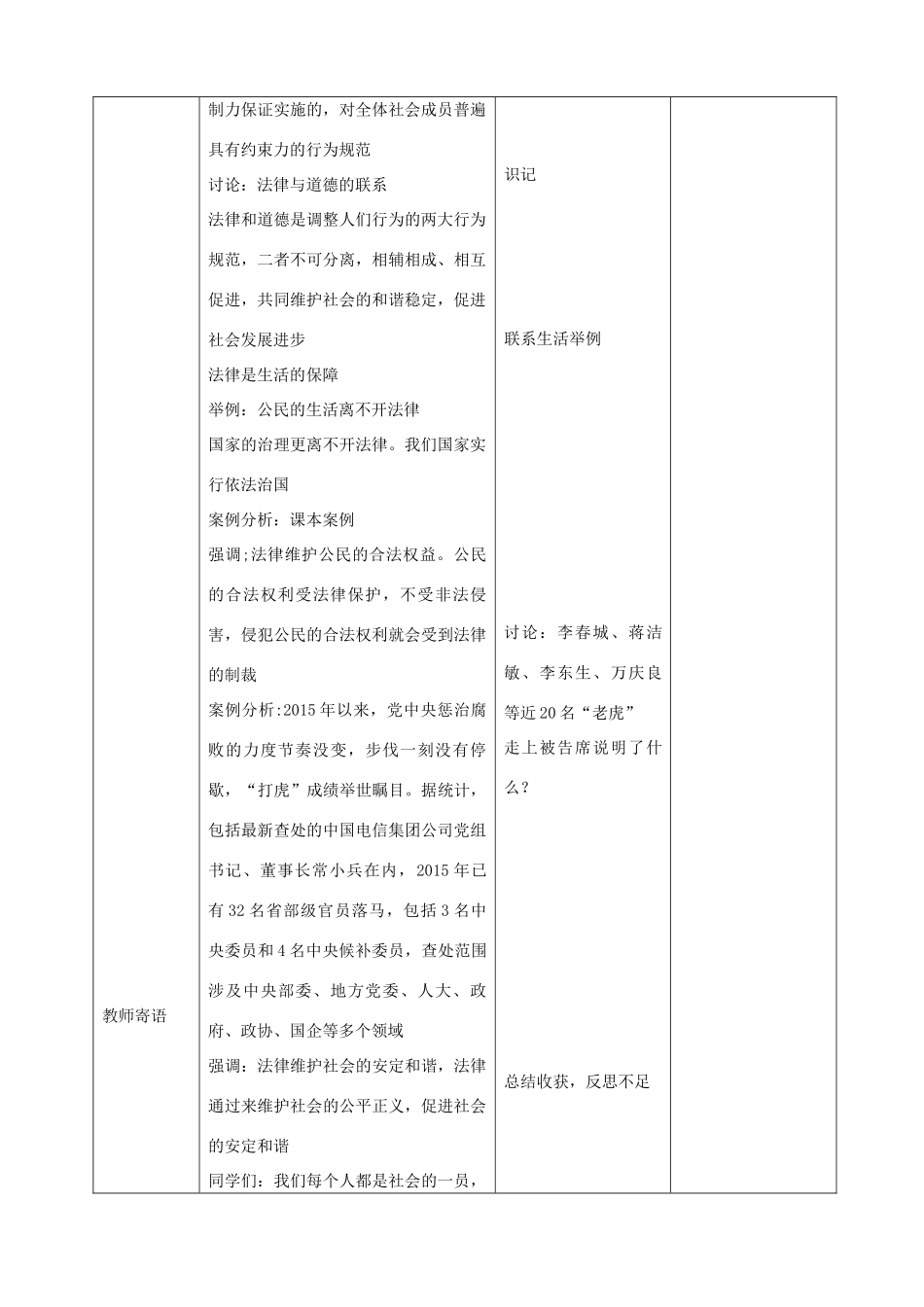 七年级政治下册 第六单元 走近法律 与法同行 第11课 法律就在我们身边 第2框 生活离不开法教学设计 鲁人版教材五四制-鲁人版教材初中七年级下册政治教学设计_第2页